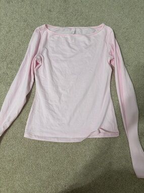 SKIMS Pale Pink Boatneck Long Sleeve Top
